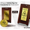 Alpine Industries 2-Sided Plated Wooden A-Frame Bilingual Wet Floor Sign, 15 x 2 x 24, Brass