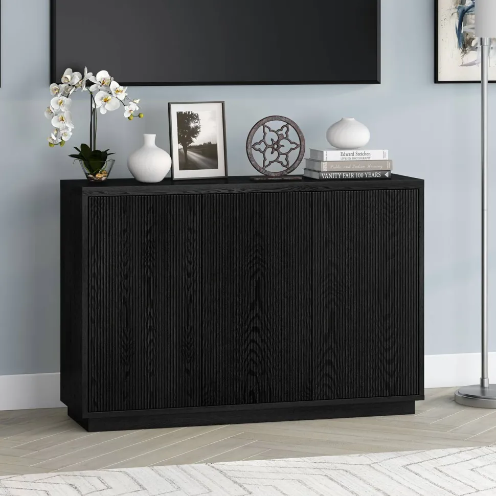 Alston 48" Wide Rectangular Buffet Table in Black Grain