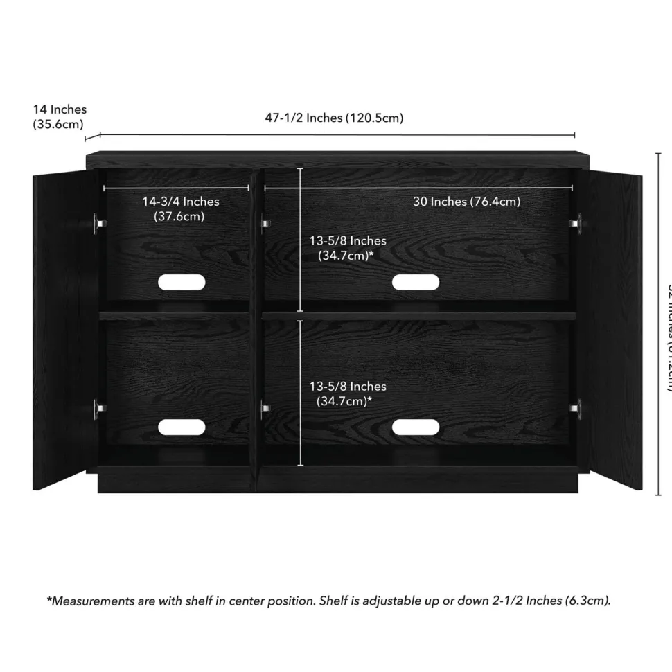 Alston 48" Wide Rectangular Buffet Table in Black Grain