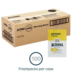 Alterra Morning Roast Coffee Freshpacks, Light Roast, Each Pack Makes 1 Cup, 100 Packs/Carton
