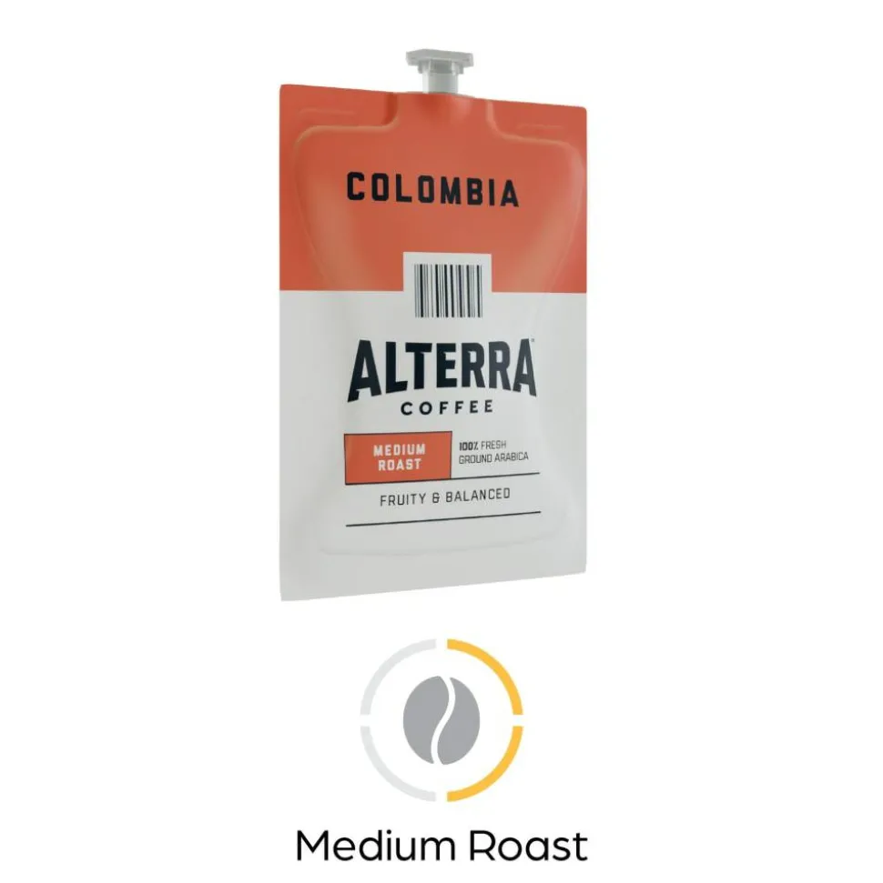 Alterra Roasters Colombia Coffee Freshpacks, Medium Roast, Each Freshpack Makes 1 Cup, 100 Packs/Carton