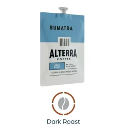 Alterra Roasters Sumatra Coffee Freshpacks, Dark Roast, Each Pack Makes 1 Cup, 100 Packs/Carton