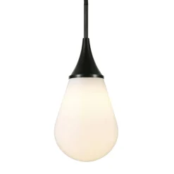 Ambrose 7.63" Wide Pendant with Glass Shade in Blackened Bronze/White Milk
