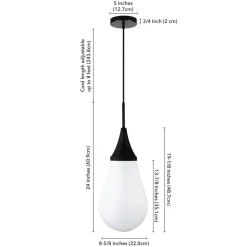 Ambrose 8.63" Wide Pendant with Glass Shade in Blackened Bronze/Milk White
