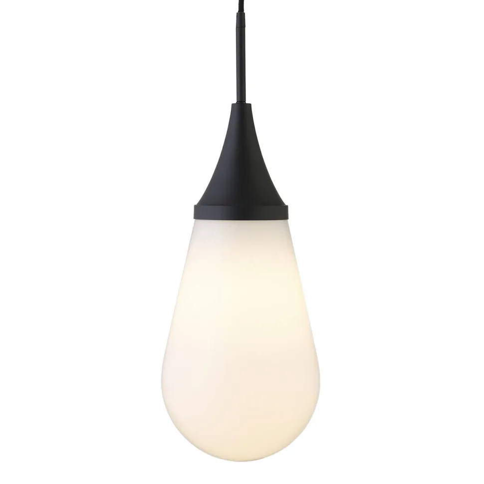 Ambrose 8.63" Wide Pendant with Glass Shade in Blackened Bronze/Milk White