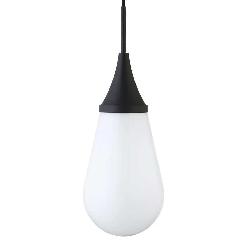 Ambrose 8.63" Wide Pendant with Glass Shade in Blackened Bronze/Milk White
