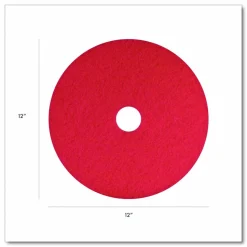 Americo Buffing Pad, 12" Diameter, Red, 5/Carton