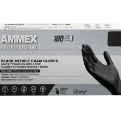 AMMEX Professional Black Nitrile Powder Free Exam Large Gloves