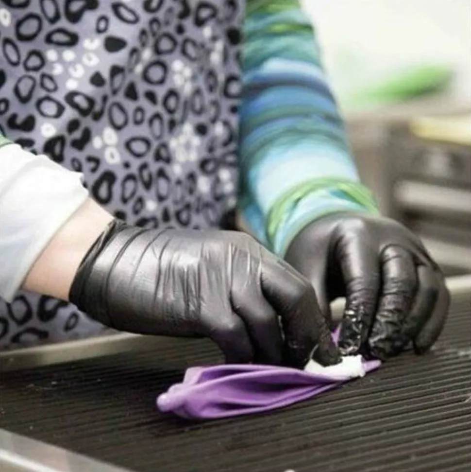 AMMEX Professional Black Nitrile Powder Free Exam Large Gloves