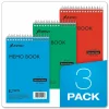 Ampad Memo Pads, Assorted Cover Colors, Narrow Rule, (40) White 4 x 6 Sheets, 3/Pack