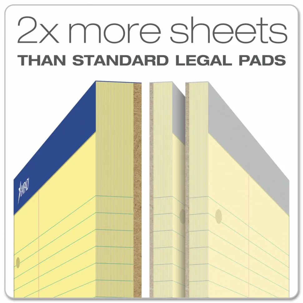 Ampad Double Sheet Pads, Narrow Rule, (100) Canary Yellow 8.5 x 11 Sheets