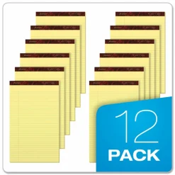Ampad Gold Fibre Quality Writing Pads, Wide/Legal Rule, (50) Canary Yellow 8.5 x 14 Sheets, Dozen