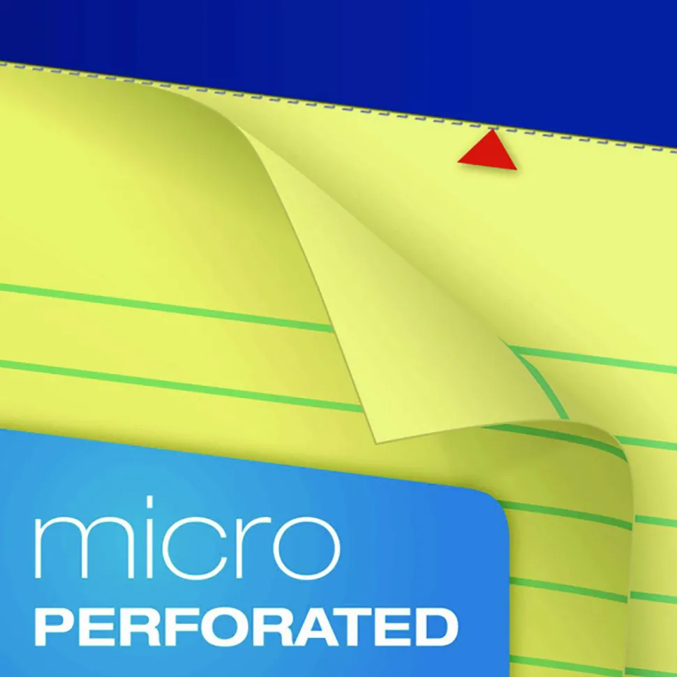 Ampad Perforated Ruled Pads, Letter Size, 50 Sheets, Ruled, Canary Yellow, Box Of 12