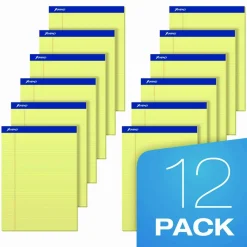 Ampad Perforated Ruled Pads, Letter Size, 50 Sheets, Ruled, Canary Yellow, Box Of 12
