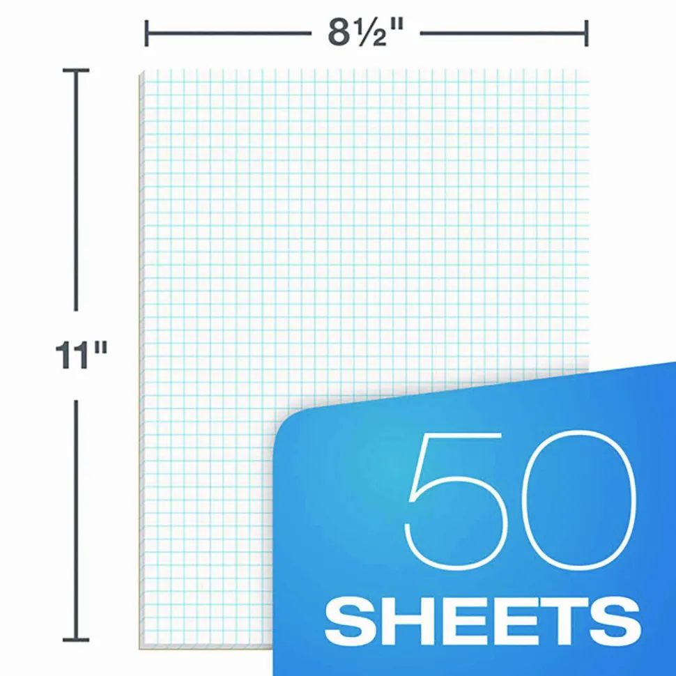 Ampad Quadrilled-Ruled Specialty Pad, 8 1/2" x 11", Quadrille Ruled, 50 Sheets, White