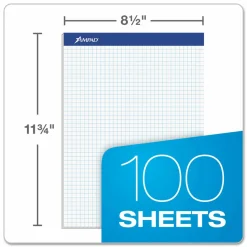 Ampad Quad-Ruled Double Sheet Writing Pad, Letter Size, 100 Sheets