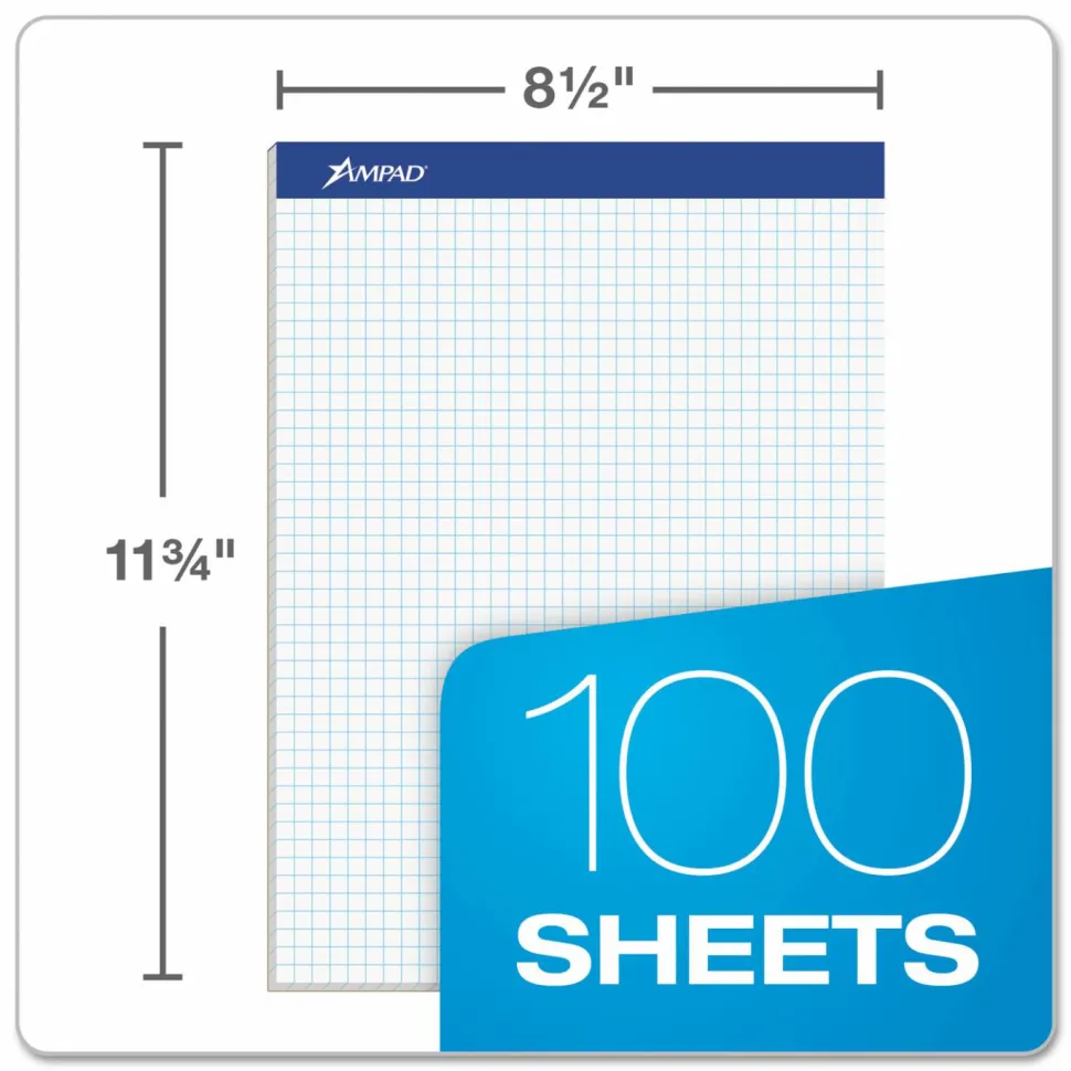 Ampad Quad-Ruled Double Sheet Writing Pad, Letter Size, 100 Sheets