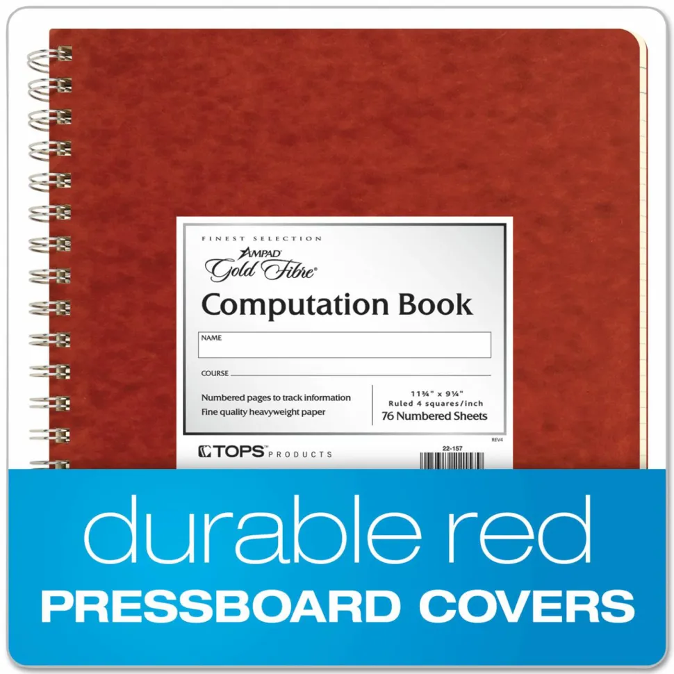 Ampad Retro Computation Notebook, 9 1/4" x 11 3/4", 75 Sheets, Red