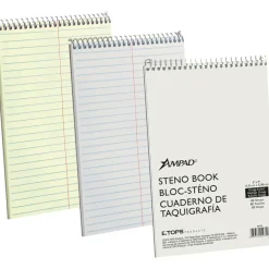 Ampad Steno Pads, Tan Cover, Gregg Rule, (80) Green-Tint 6 x 9 Sheets