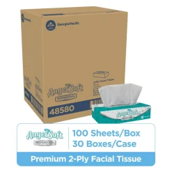 Angel Soft Professional Series 2-Ply Facial Tissue, Flat Box, White, 10% Recycled Fiber, 30 Boxes Per Case, 100 Sheets Per Box