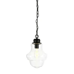 Annie 9.13" Wide Pendant with Glass Shade in Blackened Bronze/Clear