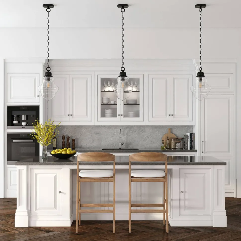 Annie 9.13" Wide Pendant with Glass Shade in Blackened Bronze/Clear