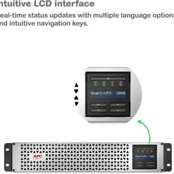 APC Smart-UPS, Line Interactive, 1000VA, Lithium-ion, Rackmount 2U, 120V, 6x NEMA 5-15R outlets, SmartConnect Port+SmartSlot, Short Depth, AVR, LCD