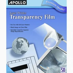 Apollo Laser Printer Transparency Film, 8 1/2" x 11", Box Of 50 Sheets