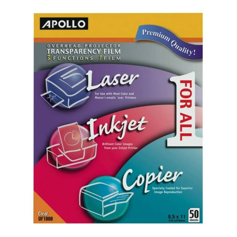 Apollo Multifunction Universal Film Without Stripe, 8 1/2" x 11", Pack Of 50