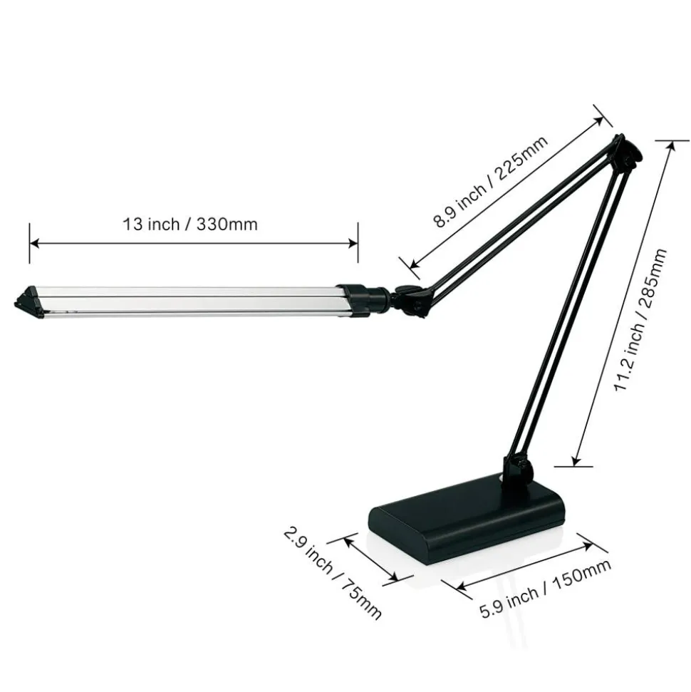 Architect Desk Lamp, Adjustable, 21-1/2"H, Black/Silver