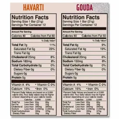 Arla Havarti and Gouda Cheese Snack Bars, 0.75 oz Bars, 24 Bars/Carton