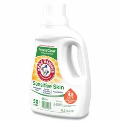 Arm & Hammer HE Compatible Liquid Detergent, Unscented, 50 Loads, 50 oz Bottle, 8/Carton