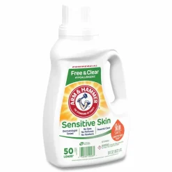 Arm & Hammer HE Compatible Liquid Detergent, Unscented, 50 Loads, 50 oz Bottle, 8/Carton