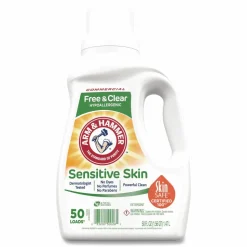 Arm & Hammer HE Compatible Liquid Detergent, Unscented, 50 Loads, 50 oz Bottle, 8/Carton