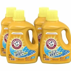 Arm & Hammer OxiClean Concentrated Liquid Laundry Detergent, Fresh Scent, 100.5 oz Bottle, 4/Carton