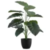 Artificial Plant, 24" Tall, Alocasia, Indoor, Faux, Fake, Table, Greenery, Potted, Real Touch, Decorative, Green Leaves, Black Pot