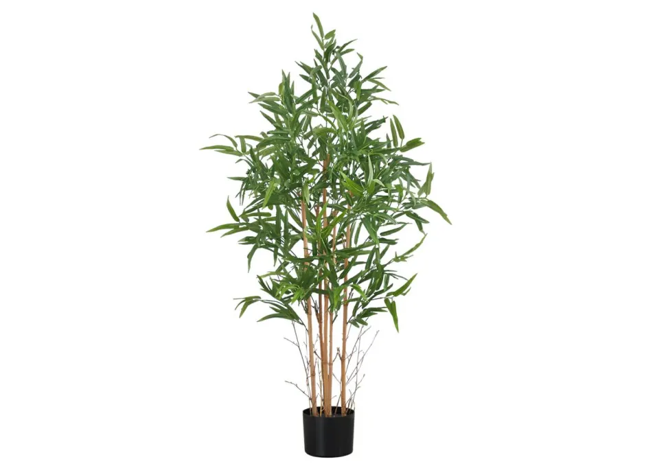 Artificial Plant, 50" Tall, Bamboo Tree, Indoor, Faux, Fake, Floor, Greenery, Potted, Decorative, Green Leaves, Black Pot