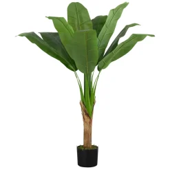 Artificial Plant, 43" Tall, Banana Tree, Indoor, Faux, Fake, Floor, Greenery, Potted, Real Touch, Decorative, Green Leaves, Black Pot