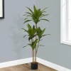 Artificial Plant, 47" Tall, Dracaena Tree, Indoor, Faux, Fake, Floor, Greenery, Potted, Real Touch, Decorative, Green Leaves, Black Pot
