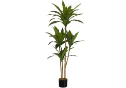 Artificial Plant, 47" Tall, Dracaena Tree, Indoor, Faux, Fake, Floor, Greenery, Potted, Real Touch, Decorative, Green Leaves, Black Pot
