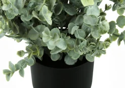Artificial Plant, 11" Tall, Eucalyptus Grass, Indoor, Faux, Fake, Table, Greenery, Potted, Set Of 2, Decorative, Green Leaves, Black Pots