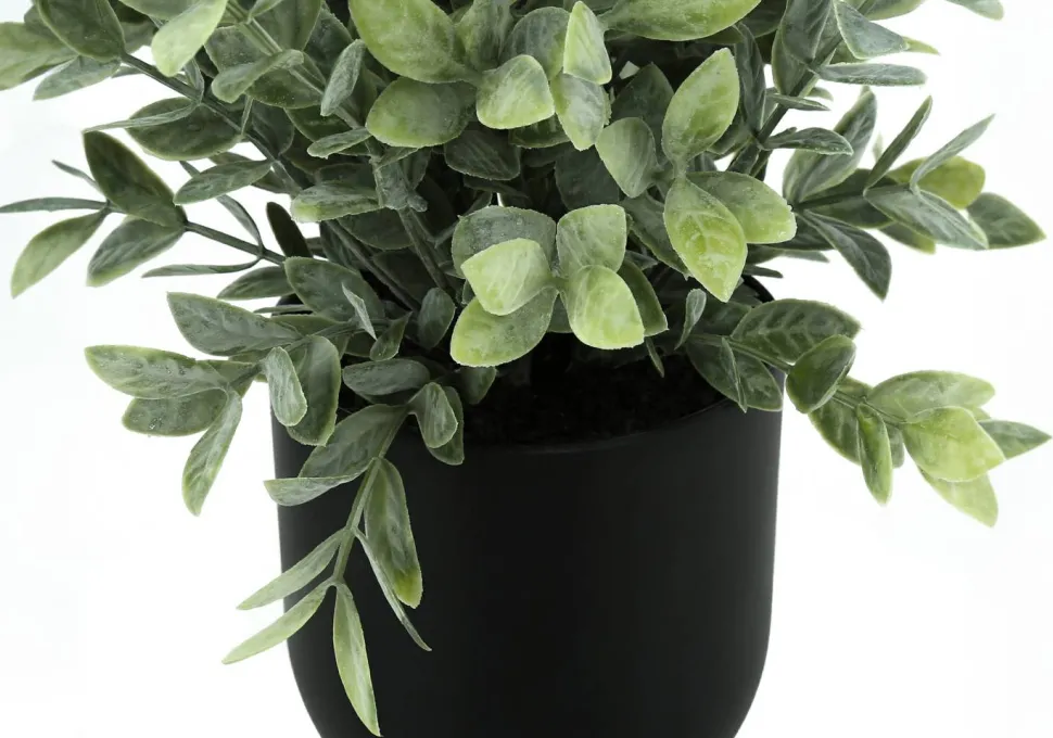 Artificial Plant, 11" Tall, Eucalyptus Grass, Indoor, Faux, Fake, Table, Greenery, Potted, Set Of 2, Decorative, Green Leaves, Black Pots
