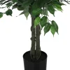 Artificial Plant, 58" Tall, Ficus Tree, Indoor, Faux, Fake, Floor, Greenery, Potted, Decorative, Green Leaves, Black Pot