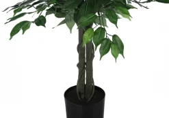 Artificial Plant, 58" Tall, Ficus Tree, Indoor, Faux, Fake, Floor, Greenery, Potted, Decorative, Green Leaves, Black Pot