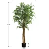Artificial Plant, 79" Tall, Ficus Tree, Floor, Real Touch, Potted, Green Leaves, Black Pot
