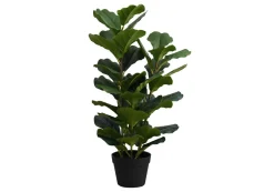 Artificial Plant, 32" Tall, Fiddle Tree, Indoor, Faux, Fake, Floor, Greenery, Potted, Real Touch, Decorative, Green Leaves, Black Pot