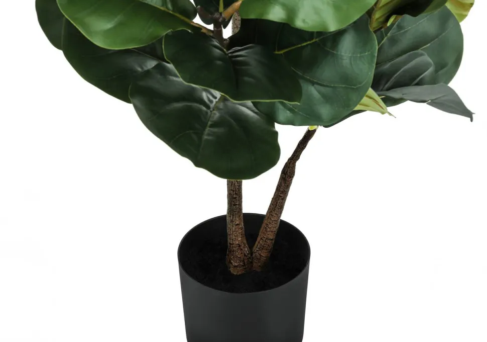 Artificial Plant, 49" Tall, Fiddle Tree, Indoor, Faux, Fake, Floor, Greenery, Potted, Real Touch, Decorative, Green Leaves, Black Pot