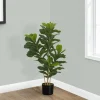 Artificial Plant, 41" Tall, Fiddle Tree, Indoor, Faux, Fake, Floor, Greenery, Potted, Real Touch, Decorative, Green Leaves, Black Pot