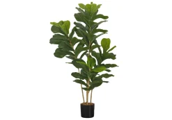 Artificial Plant, 41" Tall, Fiddle Tree, Indoor, Faux, Fake, Floor, Greenery, Potted, Real Touch, Decorative, Green Leaves, Black Pot