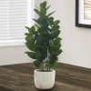 Artificial Plant, 31" Tall, Garcinia Tree, Indoor, Faux, Fake, Floor, Greenery, Potted, Real Touch, Decorative, Green Leaves, White Cement Pot